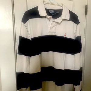 Ralph Lauren Polo XL Navy and White Striped Rugby Long Sleeve